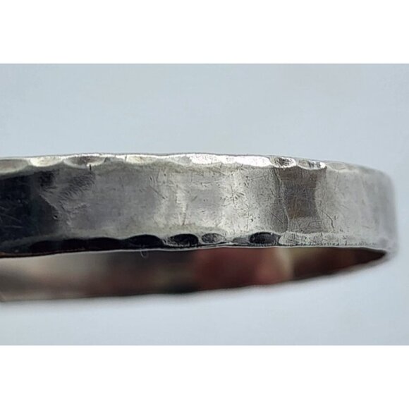 Vintage Parker Sterling Silver Cuff Bangle Bracelet Hammered Finish - Picture 7 of 8